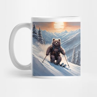 Teddy skiing down a hill in the snow Mug